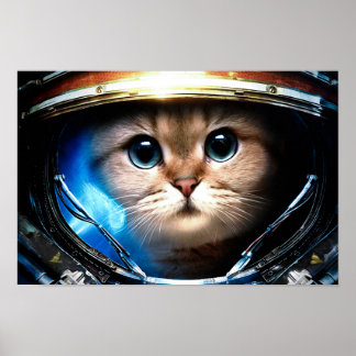 Poster Chat drôle dans l'affiche du casque spatial
