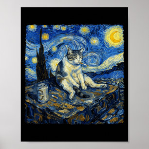 Poster Chat drôle de chat qui fume Mème pour hommes femme