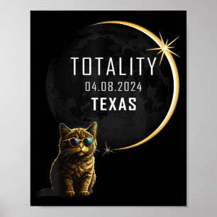 Poster Chat drôle de l'éclipse solaire totale du Texas