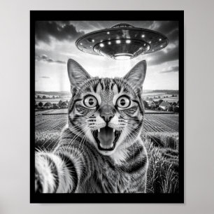 Poster Chat drôle de selfie avec graphique vintage d'alie