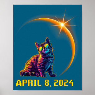 Poster Chat drôle d'éclipse solaire Éclipse solaire