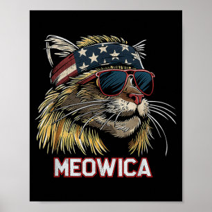Poster Chat - Drôle du 4 juillet Drapeau américain Fête d