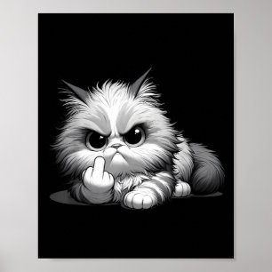 Poster Chat drôle du doigt d'honneur sarcastique sassy gr