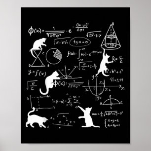 Poster Chat Drôle Jouer Avec Math Formules Kitten Chat Un
