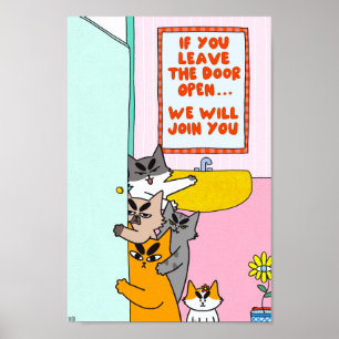 Poster Chat drôle pastel humoristique