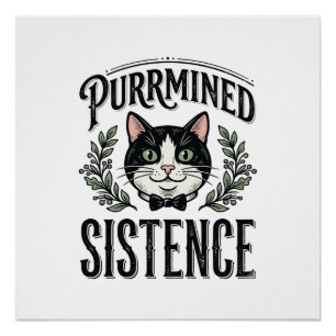 Poster Chat Drôle Purrminé Sistence Graphique Vintage_1
