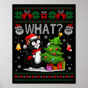 Poster Chat drôle Quel arbre de Noël de chat noir Noël sa