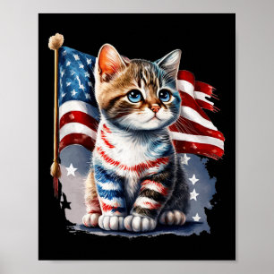 Poster Chat du jour du souvenir, drapeau patriotique amér