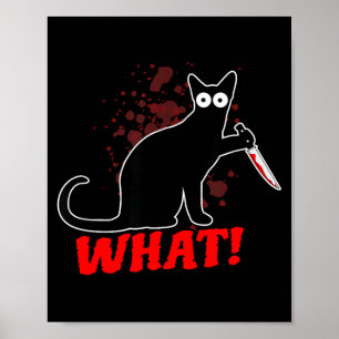 Poster Chat effrayant et meurtrier avec un couteau chat q