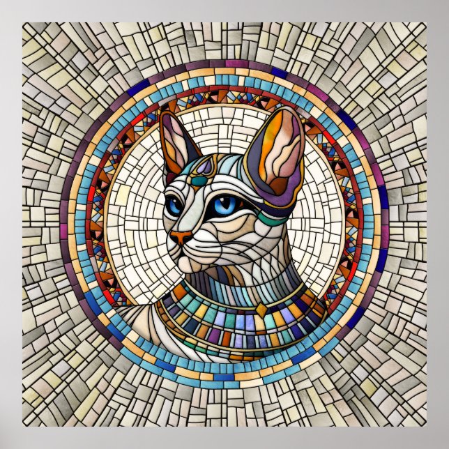 Poster Chat égyptien - Art Mosaïque (Devant)