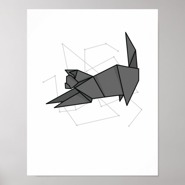 Poster Chat en origami qui s'étend (Devant)