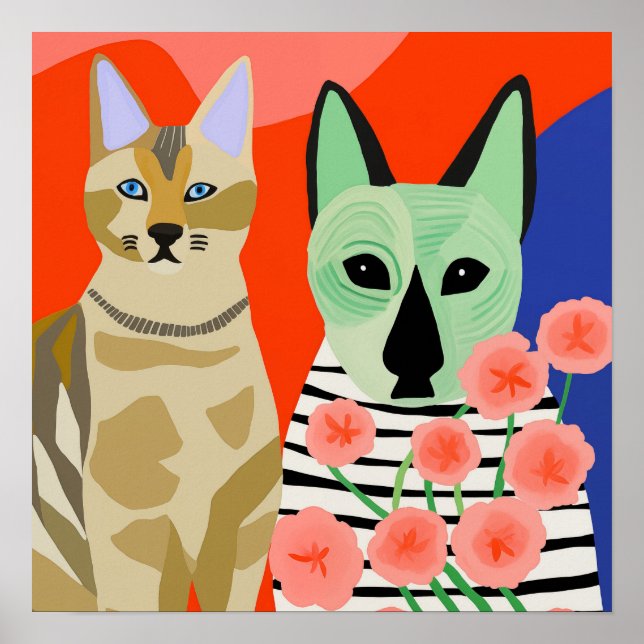 Poster Chat et chat extraterrestre (Devant)