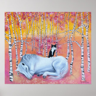 Poster Chat et cheval fantaisistes 