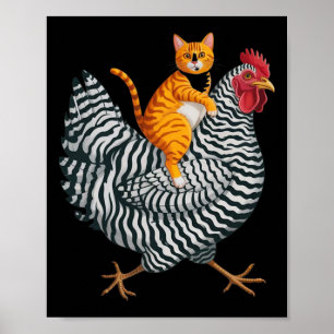 Poster Chat Fantaisiste à Cheval sur un Zèbre Amateur de