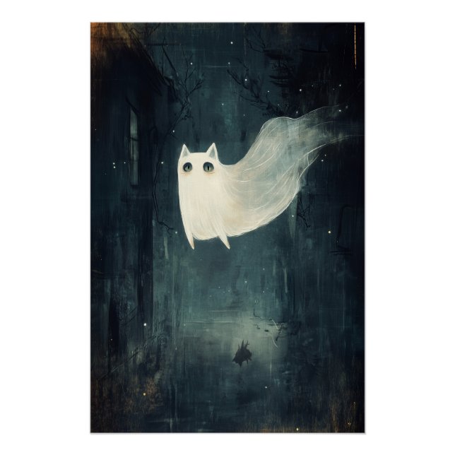 Poster Chat fantôme d'Halloween (Devant)