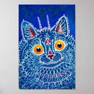 Poster Chat gothique bleu