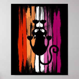 Poster Chat Grimpeur Avec Égratignures Et Couleurs Fiers