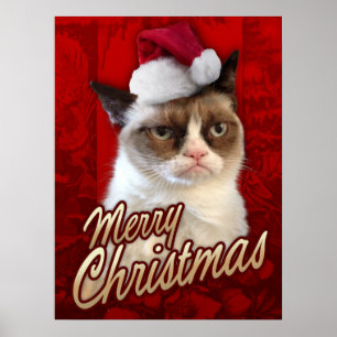 Poster Chat grumeux Joyeux Noël