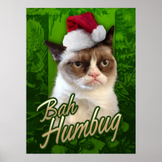 Poster Chat grumeux Joyeux Noël / Bah Humbug