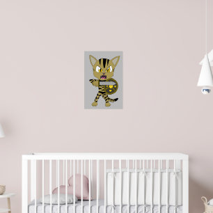 Poster Chat guerrier Chibi