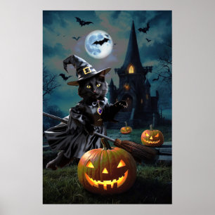 Poster Chat Halloween mâché