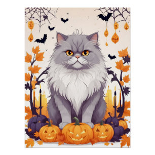Poster Chat Halloween mignonne adorable Drôle animal cari