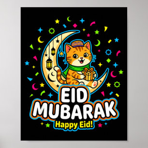 Poster Chat heureux Eid Mubarak pour les enfants musulman