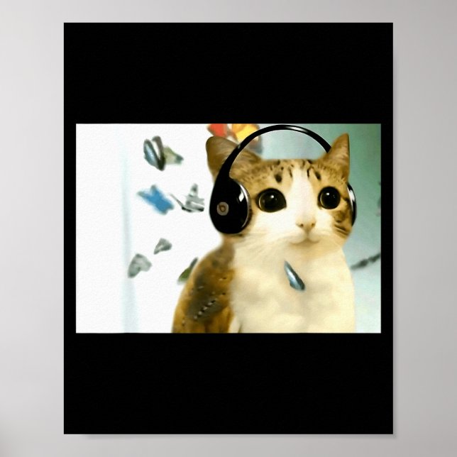 Poster Chat Hibou Drôle Maudit Internet Tendance Meme Drô (Devant)