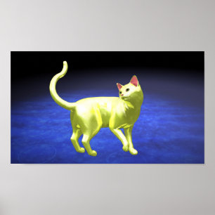 Poster Chat jaune tournant
