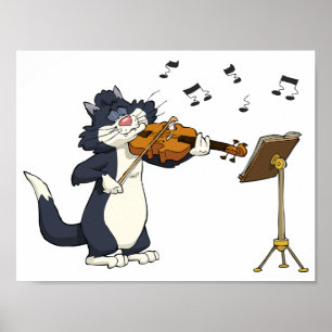 Poster Chat Jouant Au Violon