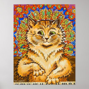 Poster Chat jouant du piano, Louis Wain