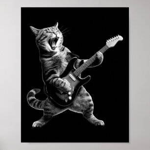 Poster Chat Jouer Guitare Rock Et Roll Rock Star Pour Hom