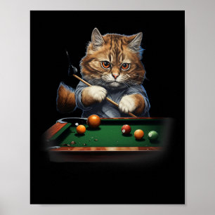 Poster Chat Jouer Pool Billard Cool Drôle Chats