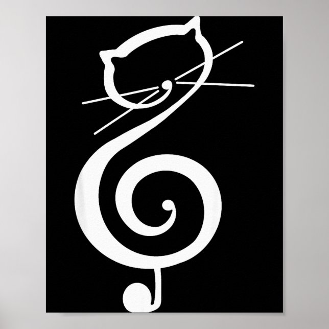 Poster Chat Kitty Clé de Sol Musique Chats Drôles Notes d (Devant)