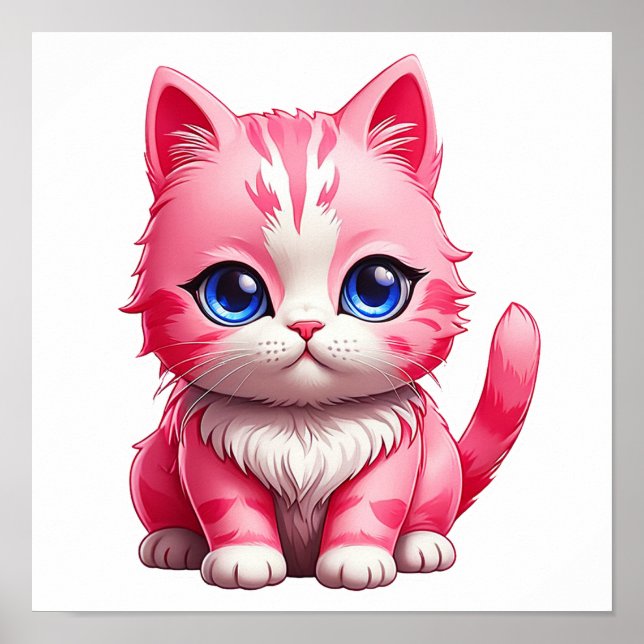 Poster Chat Kitty Rose Cute (Devant)