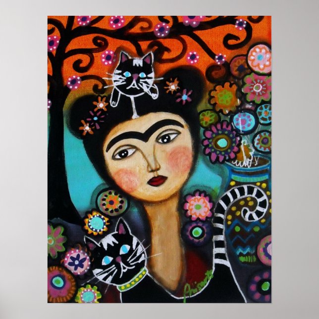 Poster Chat La Dame Mexicaine de la Peinture Morte (Devant)