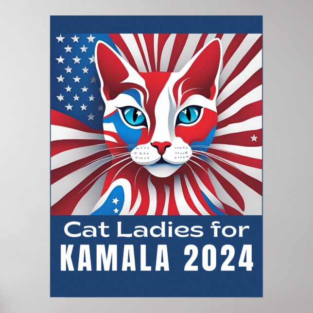 Poster Chat Ladies for Kamala Harris Président 2024 Poste (Devant)