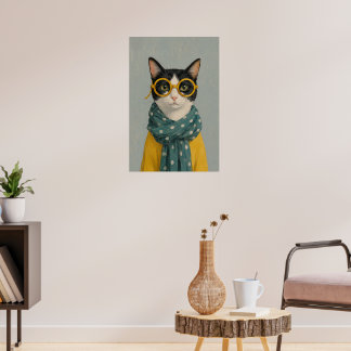 Poster Chat maman regardant
