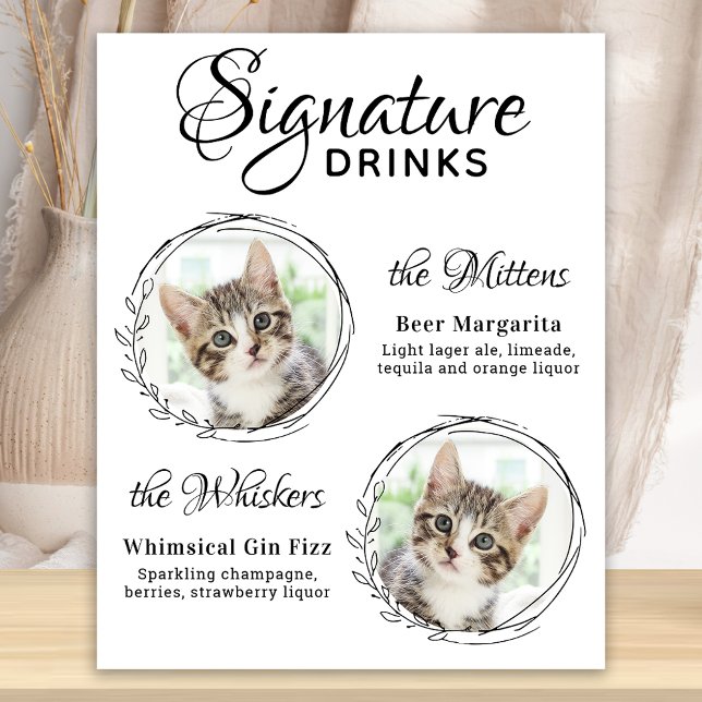 Poster Chat Mariage Signature Boissons 2 Animaux de compa (Créateur téléchargé)