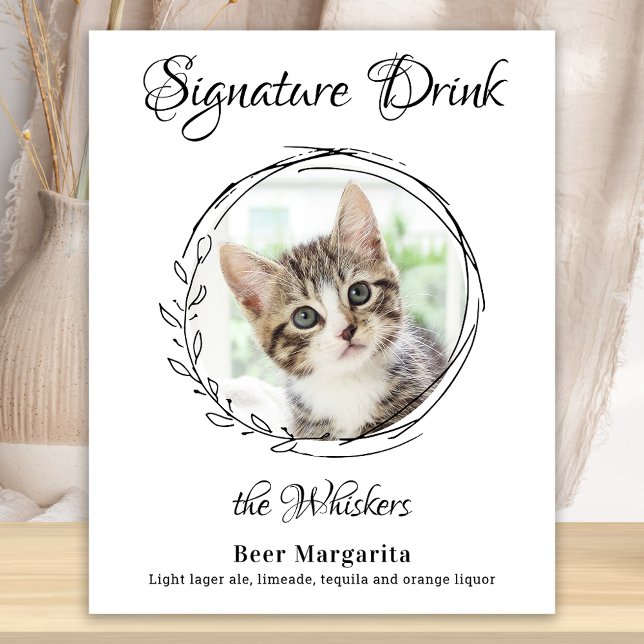 Poster Chat Mariage Signature Boissons Pet Photo Bar (Créateur téléchargé)