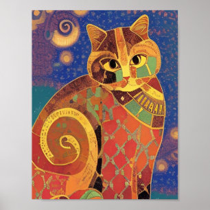 Poster Chat marocain mosaïque voix chic