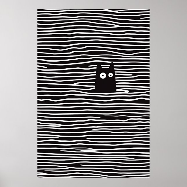 Poster Chat minimaliste en bandes (Devant)