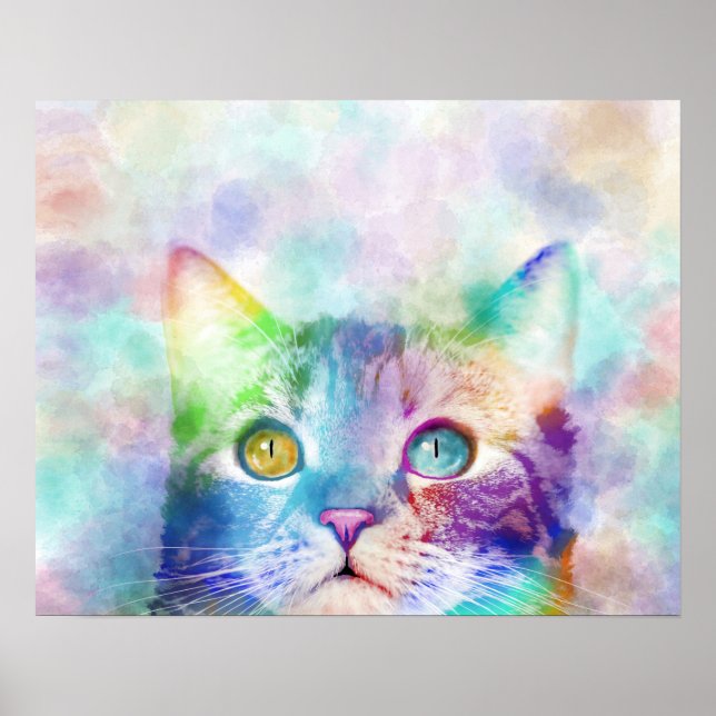 Poster chat multicolore cat 663 (Devant)