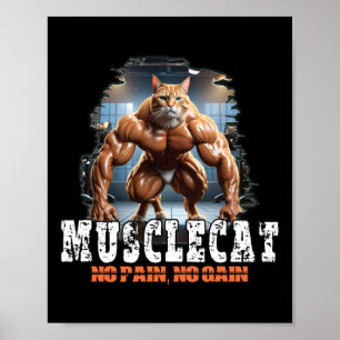 Poster Chat musculaire - Puissance de la musculation - Pa
