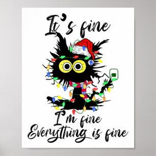 Poster Chat Noël C'est Bien Je Suis Bien Tout Va Bien