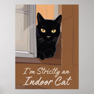 Poster Chat noir à la fenêtre