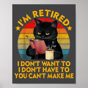 Poster Chat noir à la retraite Café Drôle Retraite 2026 F