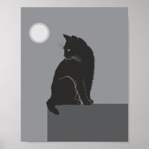 Poster chat noir assis sur la table