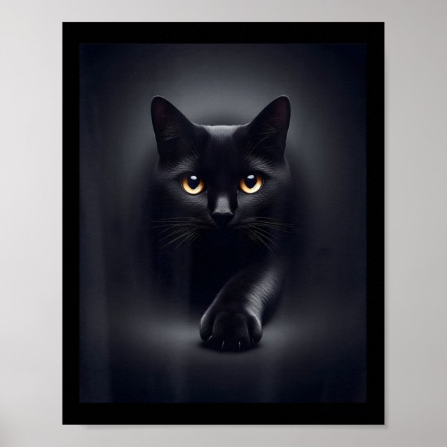 Poster Chat noir aux yeux jaunes  (Devant)