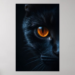 Poster Chat noir avec œil ambre
